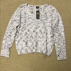 Lee Gray V-Neck Sweater with Long Sleeves